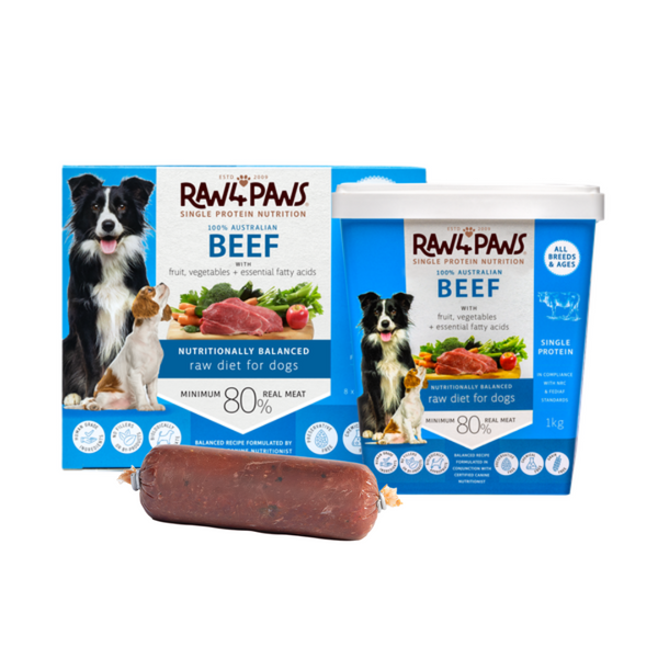 Raw 4 Paws Beef Rolls 1.6kg (8x200g)