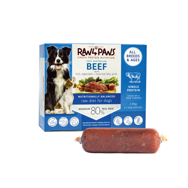 Raw 4 Paws Beef Rolls 1.6kg (8x200g)