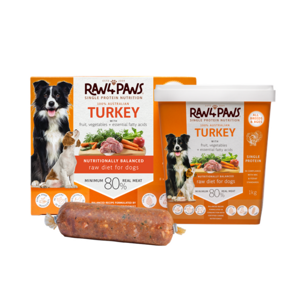 Raw 4 Paws Turkey Rolls 1.6kg (8x200g)