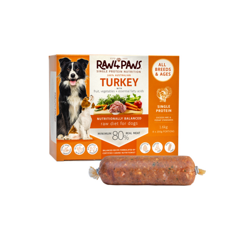 Raw 4 Paws Turkey Rolls 1.6kg (8x200g)