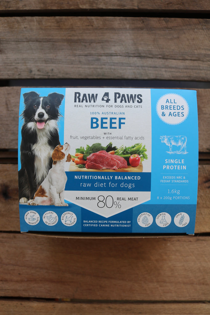 Raw 4 Paws Beef Rolls 1.6kg (8x200g)