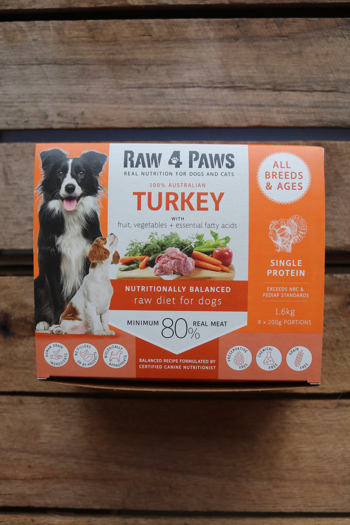 Raw 4 Paws Turkey Rolls 1.6kg (8x200g)